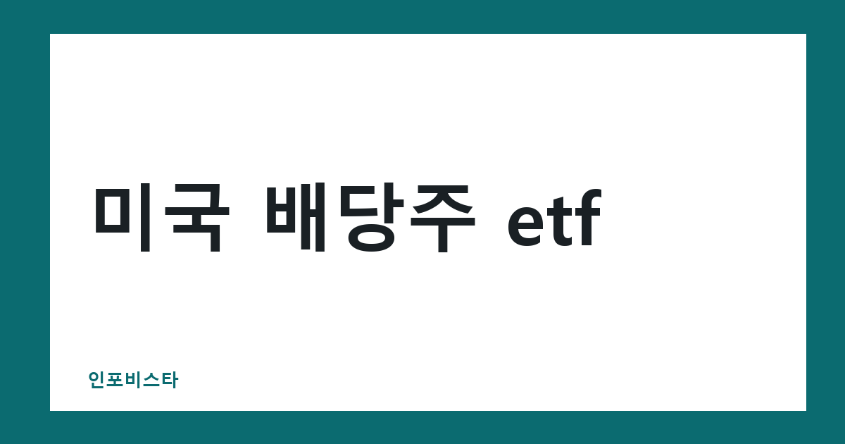 미국 배당주 etf